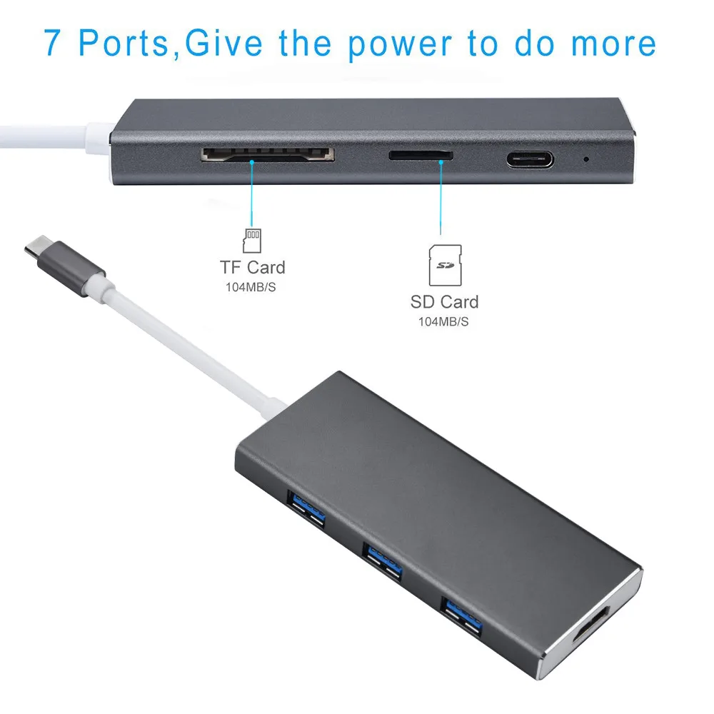 CARPRIE usb хаб Зарядное устройство Usb C концентратор Type адаптер 7 в 1 USB док станция с 4K