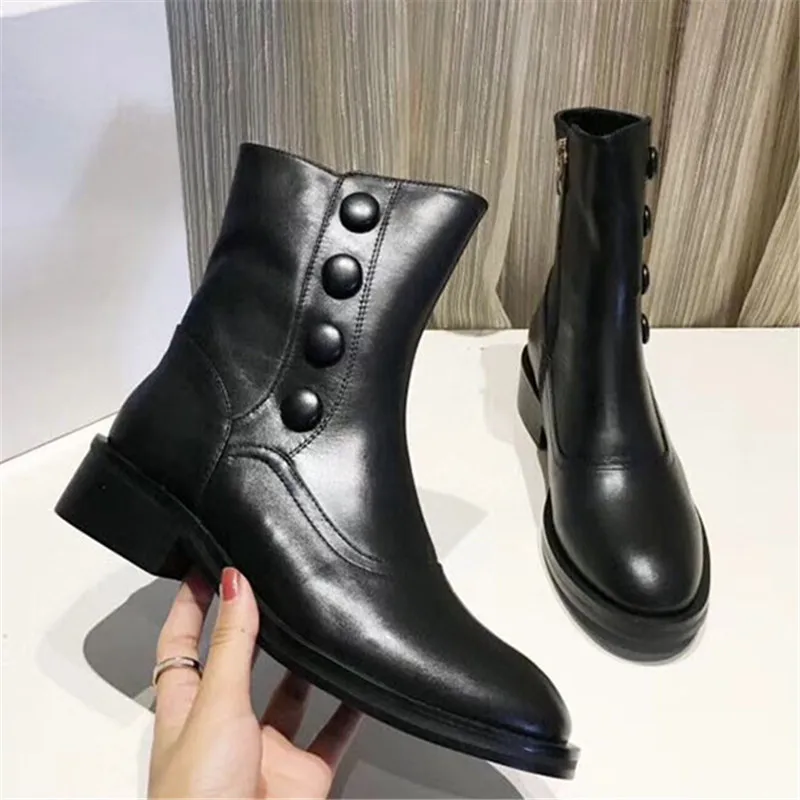 Mujeres Mujer Cuero Moda Señoras Pic Mixto Pic Botas Nuevo As Militares Color Para as Botón De Moto Zapatos wqx5ZP7Xz4