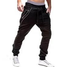 New Sweatpants Men Zipper Pockets Solid Casual Mid Waist Pants Men Full Length Joggers Trousers Men Streetwear Pantalon Homme