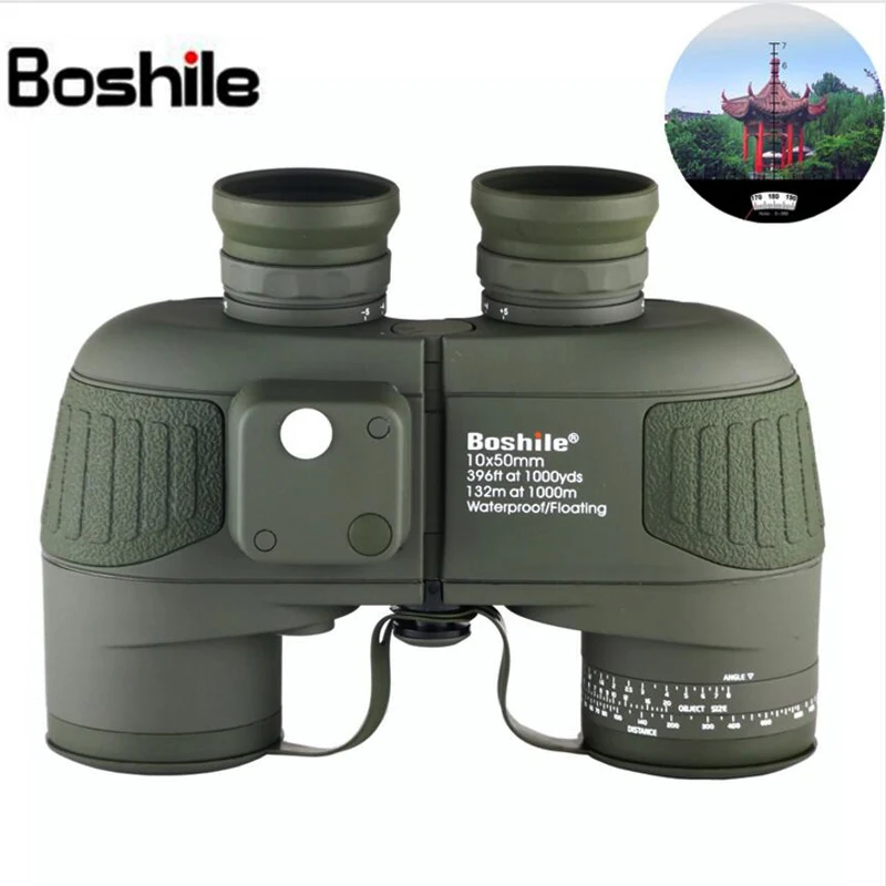 

Boshile Powerful Binoculars 10X50 With Compass Professional Military Telescope Waterproof Large Eyepiece Bak4 Prism High Quality