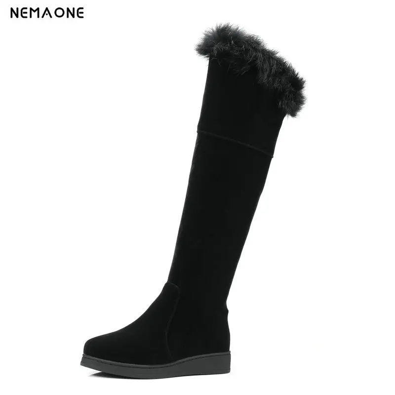 Alto Piattaforma Caricamenti Inverno Donna Neve Signore Ginocchio Caldo Sexy Partito Nero Peluche Stivali Da Sposa Delle Donne Il Sistema Nemaone Della Piatto Di Del Scarpe w4X7aZnq