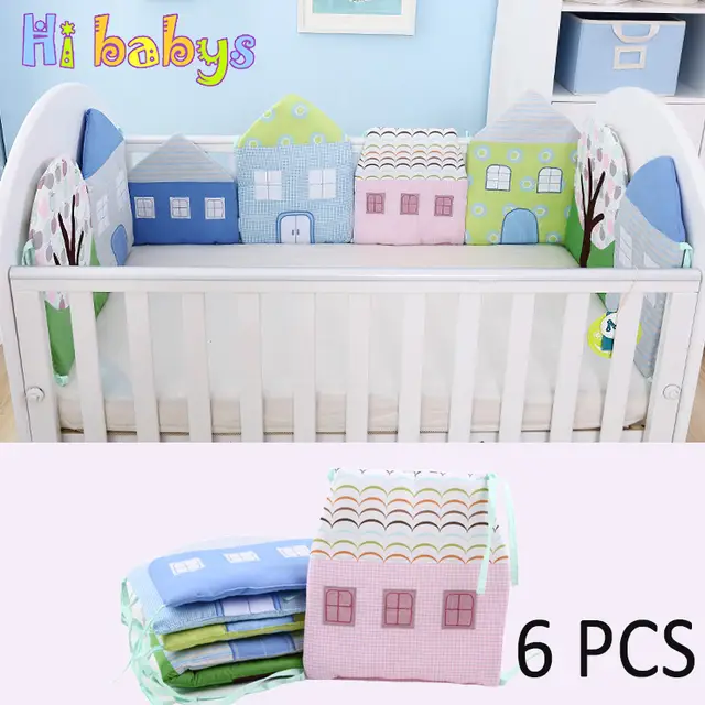 6pcs Baby Bed Crib Bumper Pads Protector Breathable Cute Little