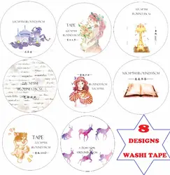 8 видов конструкций кошка/книга/девушки/цветы/лося/панда/животное мультфильм японский Васи декоративный клей DIY маскирующая бумажная лента