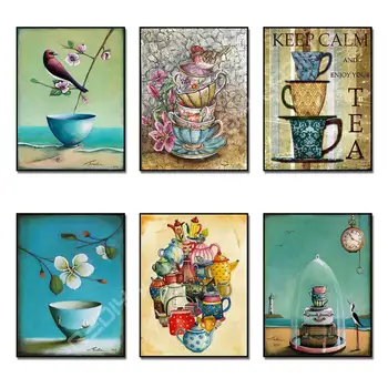 

DIY Diamond Embroidery Keep Calm Tea Diamond Paint by Numbers Picture of Rhinestones Embroidery with Diamonds Art Diamond Mosaic