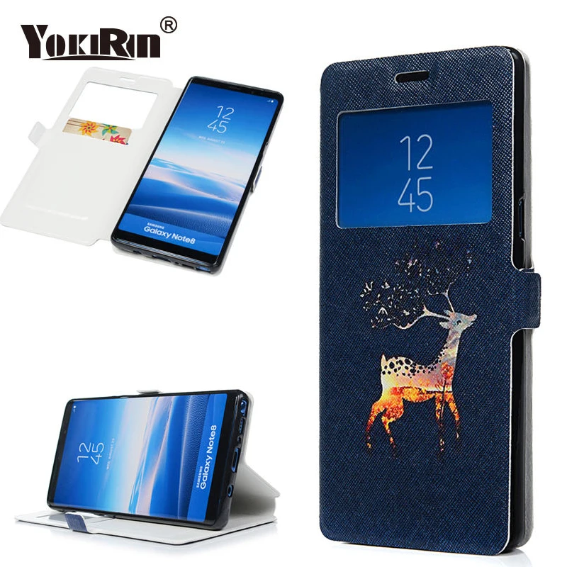 YOKIRIN Краски окном View Флип Чехол для iPhone X 7 Plus P8 Lite Samsung Galaxy S8 плюс Примечание 8 j3 J330 J5