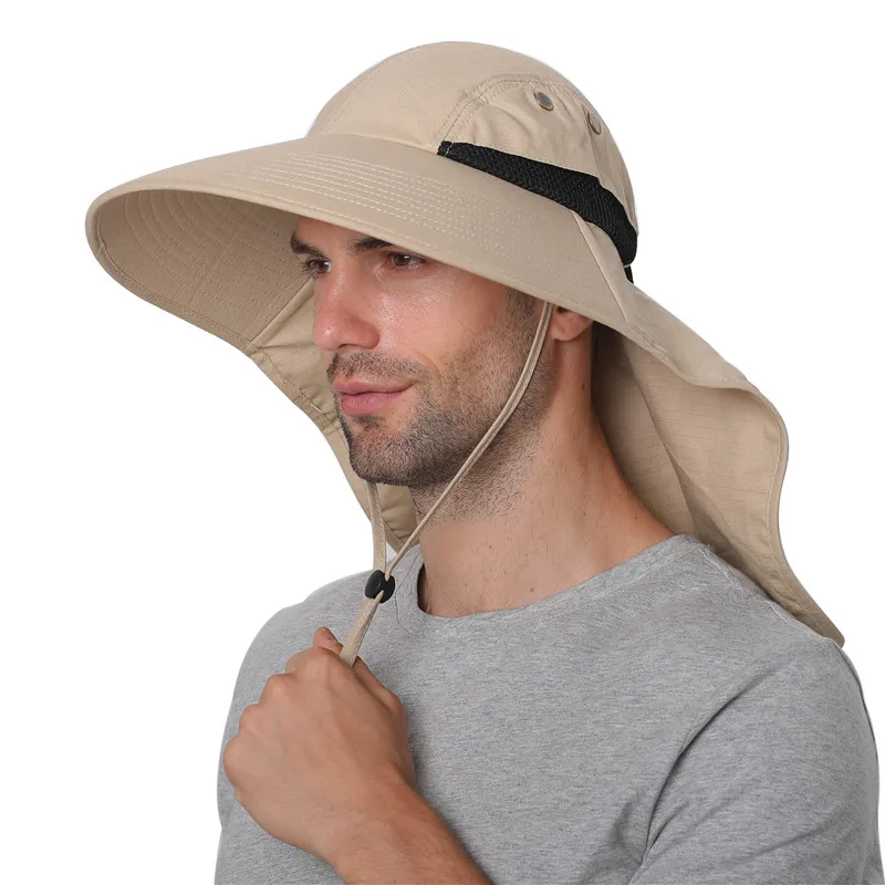 Sombreros cubo Boonie verano para hombre sombreros pescador ala ancha sombrero cubo pesca para sol malla transpirable poliéster