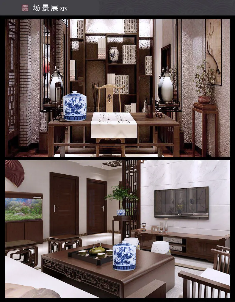 Chinese Jingdezhen temple jar vase ceramic porcelain ginger jar wedding gift antique jar pot blue and white (9)