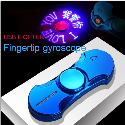 New multi-functional USB charged fingertip gyro lighter personality creative rotary color LED cigarette tungsten wire | Дом и сад