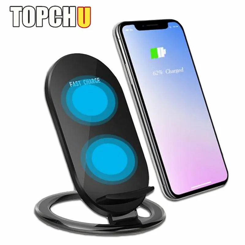 TOPCHU Dual Coil 10W Qi Wireless Charger For Samsung Galaxy S9 S9+ S8 iPhone X 8 Automatic Sensor Fast Charging Holder Stand | Мобильные