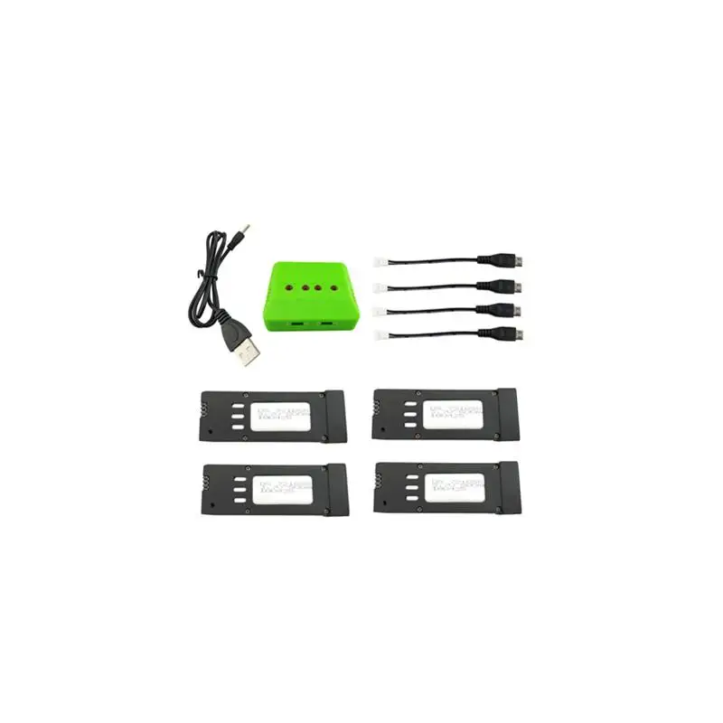 

LeadingStar 4PCS 3.7V 500mah Lithium Battery + 1PC 4-in-1 Charger + 4PCS Flash Cable for E58 S168 Folding Quadcopter Spare Parts
