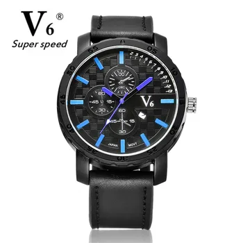 

V6 Luxury Brand Date Japan Movt Square Men Quartz Casual Watch Army Military Sports Watch Men Watches Male Leather Clock