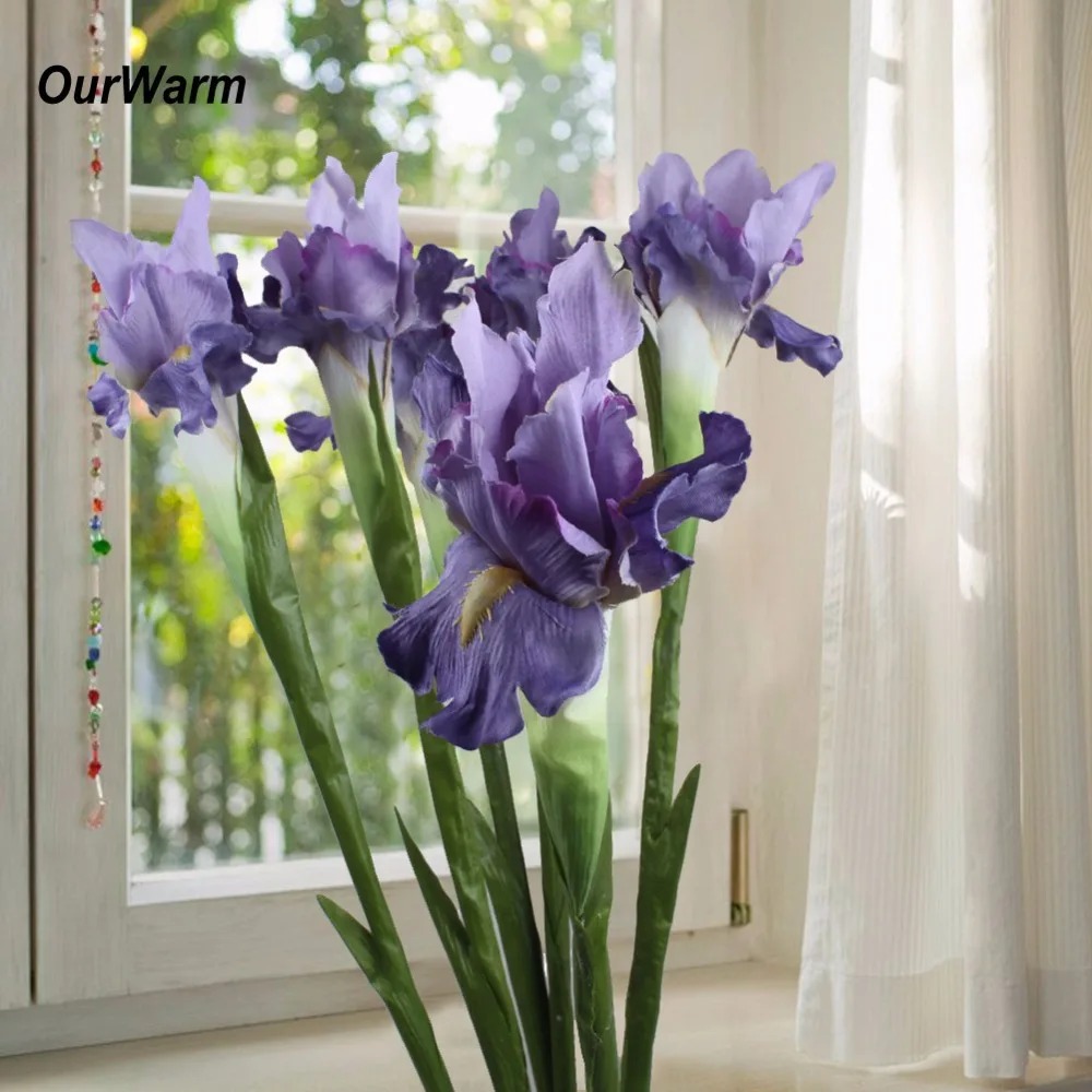 OurWarm Artificial Iris Flowers Silk Flowers for Home Decoration