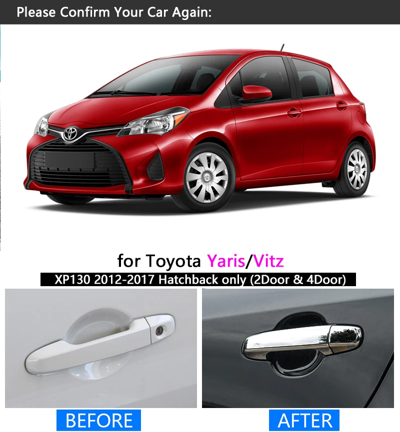 Для Toyota Yaris XP130 Vitz 2012- Роскошная Хромированная ручка Накладка набор 2013 автомобильные аксессуары наклейка для стайлинга автомобиля