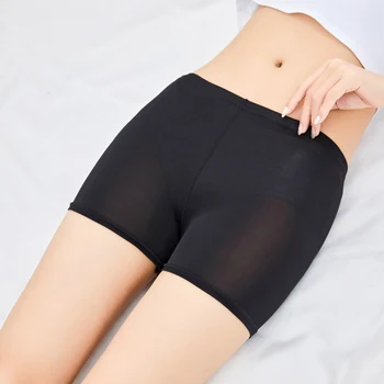 

High Waist Solid Color Panties Seamless Boyshort Underpants Girls Slim Lace Underwear Women Safety Shorts Pants Seamless