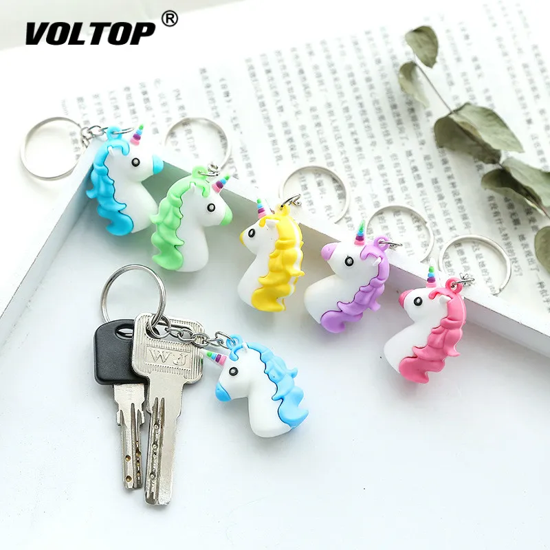

Cute Unicorn Keychain Decoration Car Accessories Pendant Animal PVC Women Bag Key Ring