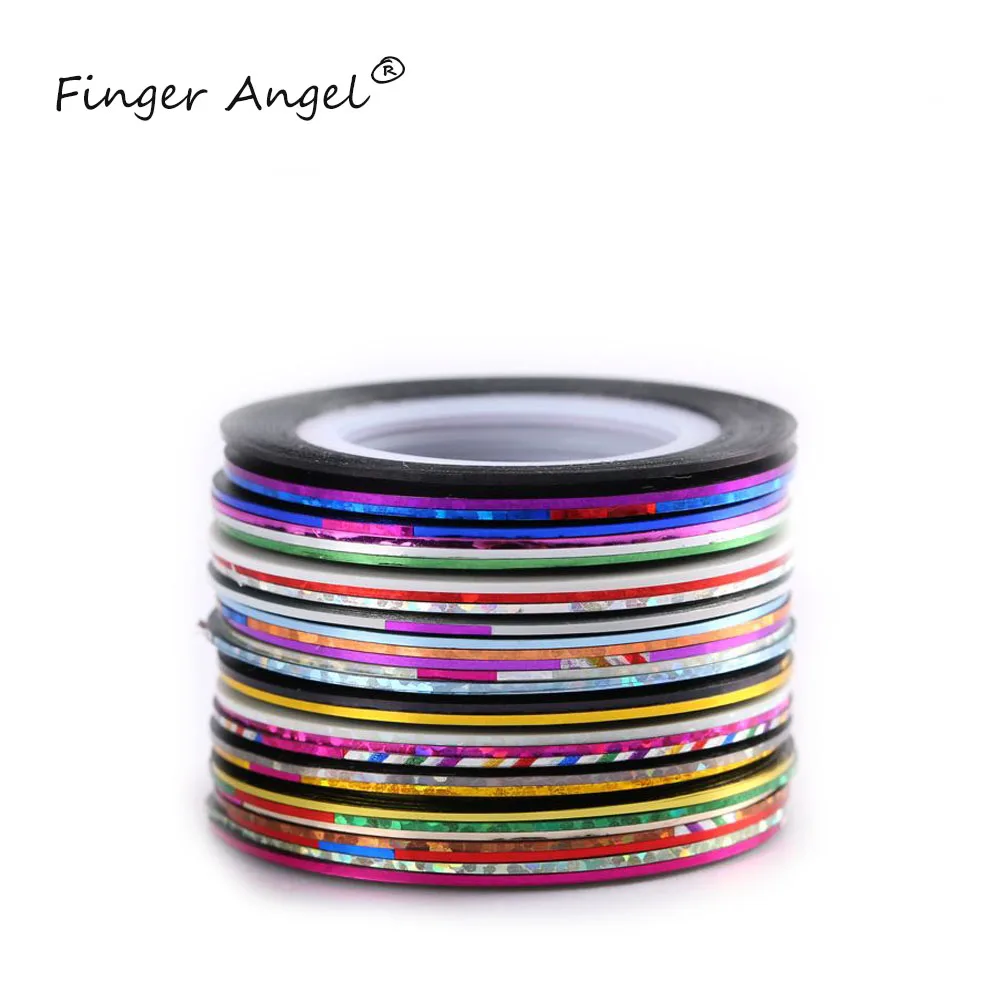Finger Angel Nail Art Чередование ленты линии 24 шт. смешанные цвета рулоны 1 мм Маникюр наклейки s DIY Советы украшения наклейки Набор