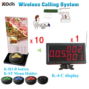 

NEW Service Bell System for Restaurant 10pcs Call Button with Menu Holder and 1pcs Display DHL Shipping Free