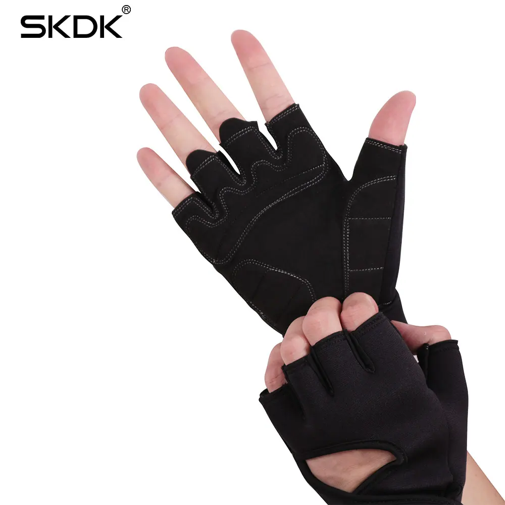 SKDK Weight Lifting Dumbbell Body Building Workout Gloves Super Fiber Widening Wristband Breathable Gym Fitness Gloves Crossfit