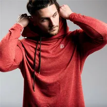 Brand Gym Running Men t-shirt Hoodie Sweatshirt Sport Hooded Long sleeve t-shirts Fitness Bodybuilding Joggers Clothing