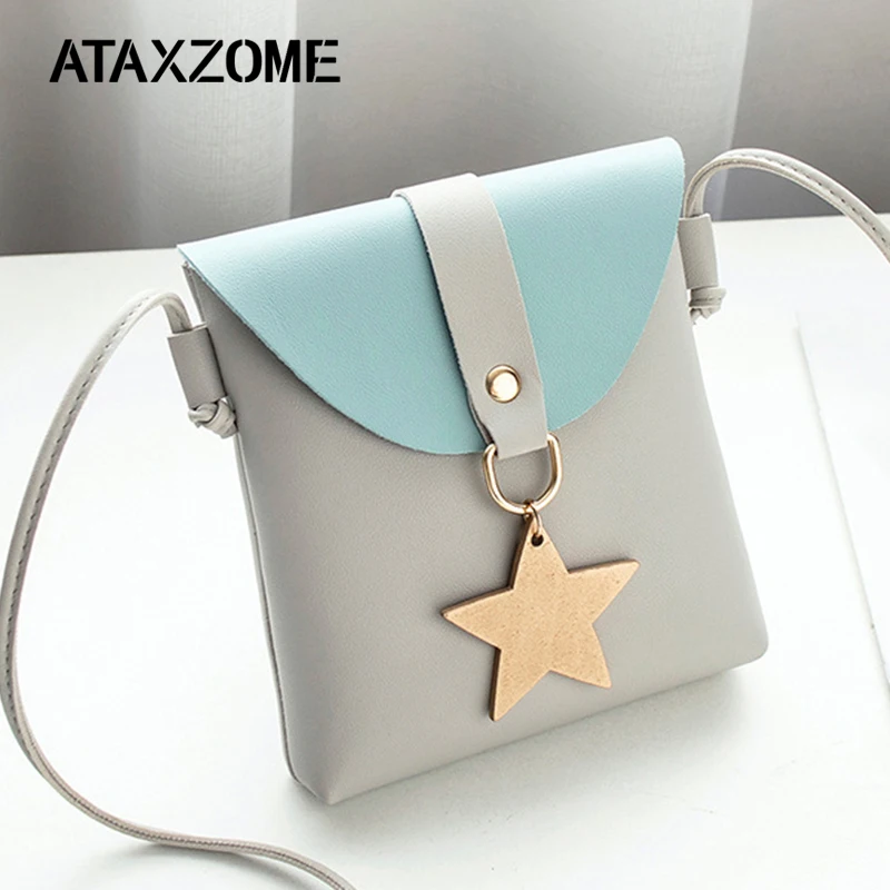 

ATAXZOME 2019 new shoulder Messenger Bags Adjustable shoulder strap Woman Panelled Patchwork Star ornaments Mobile phone bag