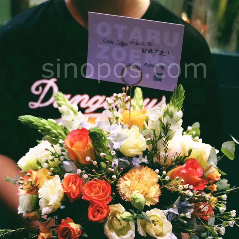 Floral Card Holder Picks, stainless steel wire coil loop ring sign clip flower arrangements food name tag memo DIY metal display