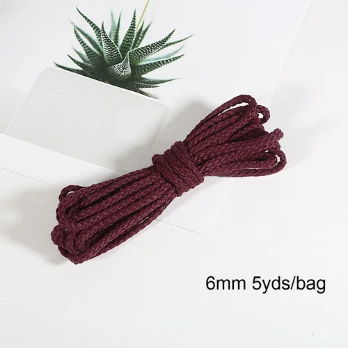 5 ярдов хлопковое плетение из веревок декоративный витой шнур веревка для украшения ручной работы шнурок для рукоделия моток веревки - Цвет: Dark Red