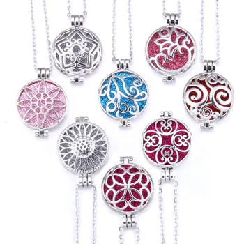 

New Aroma Diffuser Necklace 18 Designs Open Lockets Pendant Perfume Essential Oil Aromatherapy Necklace With Chains