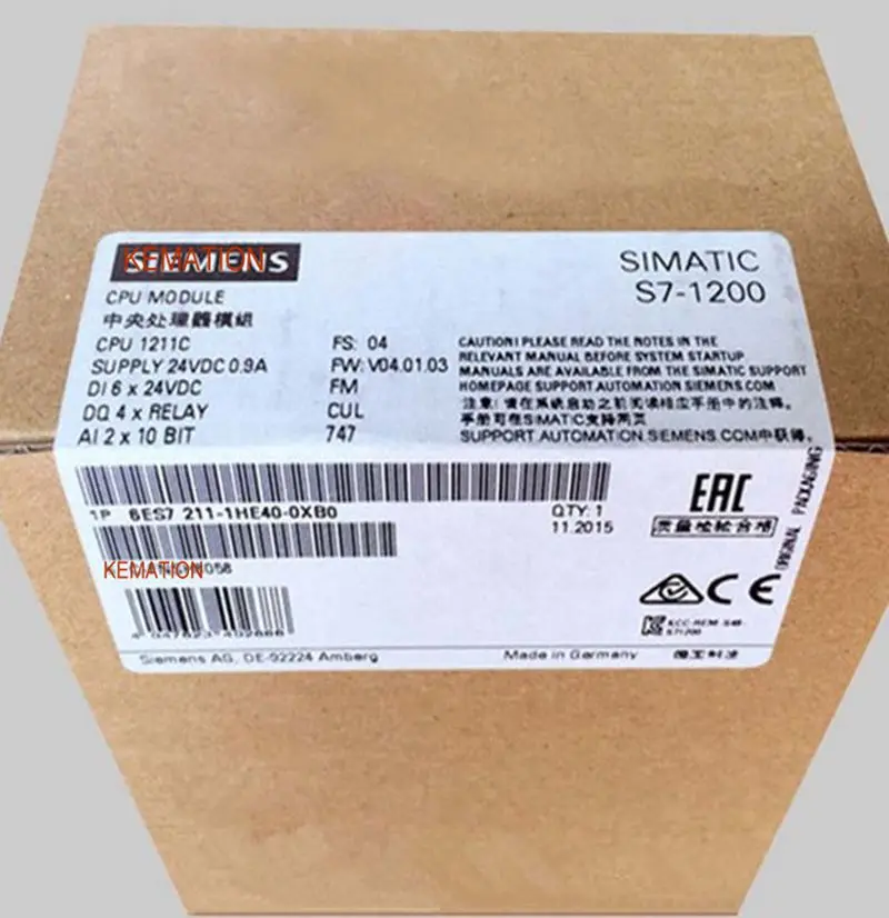 Оригинальный центральный процессор SIMATIC 6ES7211 1BE40 0XB0 6ES7 211 S7 1200 модуль ЦП 1211C AC/DC/Relay 6