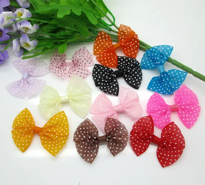 

30pcs Mixed Baby Satin Ribbon Dots Organza Bowknot Hair Clips Applique DIY Craft Wedding Bow Tie Scrapbooking Decoration