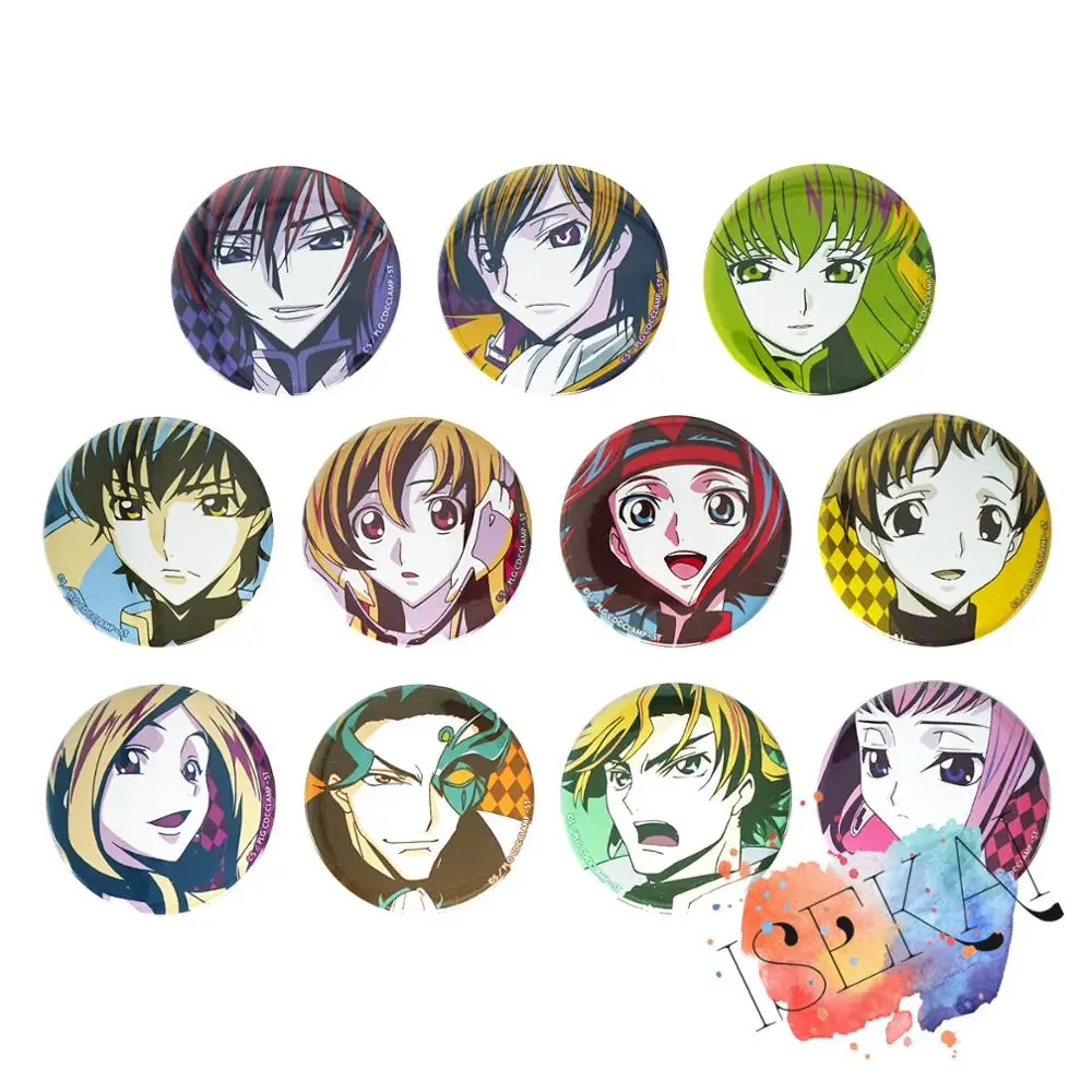 Аниме Lelouch Zero Suzaku C.C. Металлическая брошь-значок Kallen Shirley Fenette Anya Alstreim Milly Ashford Gino |