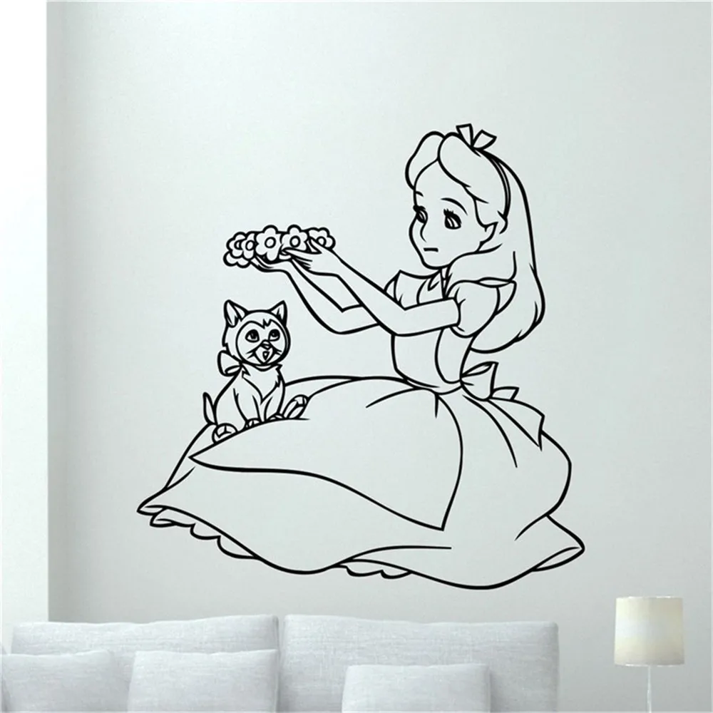 Alice In Wonderland Wall Decal Vinyl Sticker Cartoon Wall Art Design