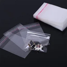 Unids/lote de bolsas de plástico transparente con sello autoadhesivo, bolsas de plástico transparente para embalaje de joyas, 100 unidades