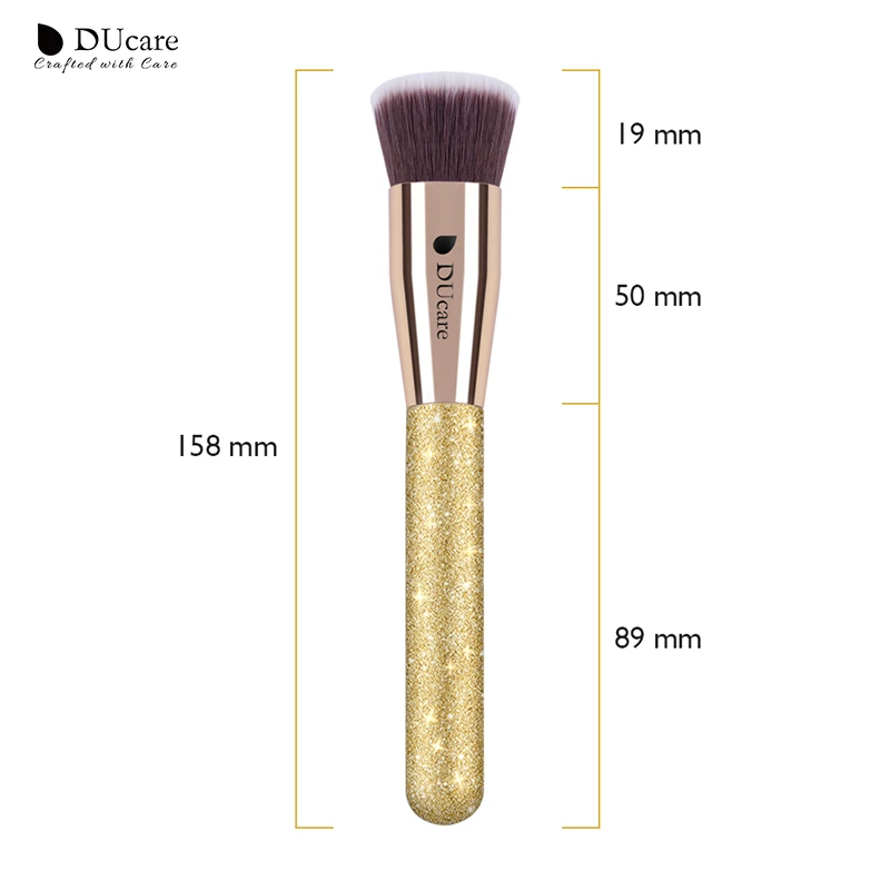 Новые DUcare 1 шт. Кисть для нанесения основы плоская кисть Кабуки Золотые кисти для лица для макияжа Косметические Инструменты