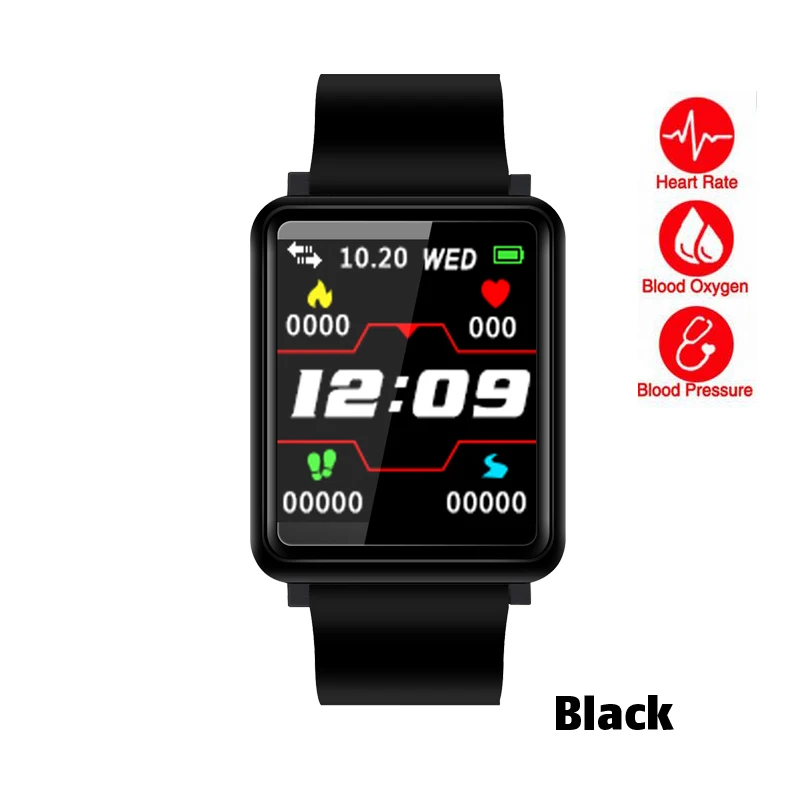 F1, умный Браслет, фитнес-трекер, мужские спортивные Смарт-часы, смарт-браслет, пульсометр, кровяное давление, часы для Android IOS - Цвет: Черный