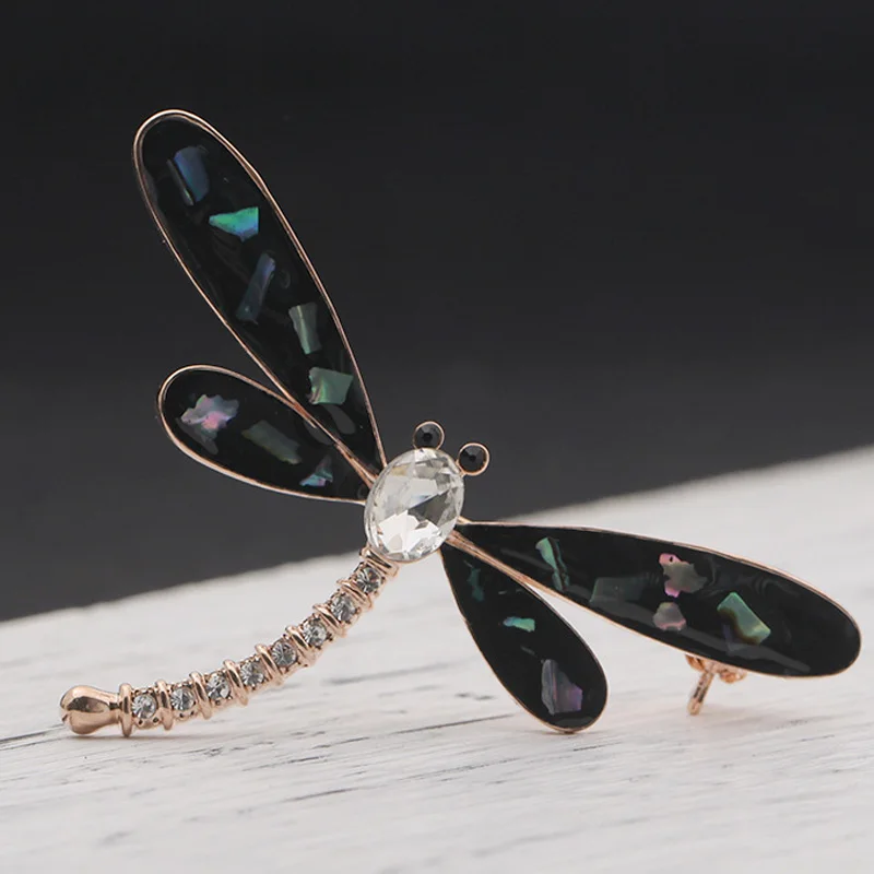 

Fashion Cute Rhinestone Crystal dragonfly Brooch For Women Bridal Jewelry Perfect Enamel Insect Women's Hijab Accessory Broches