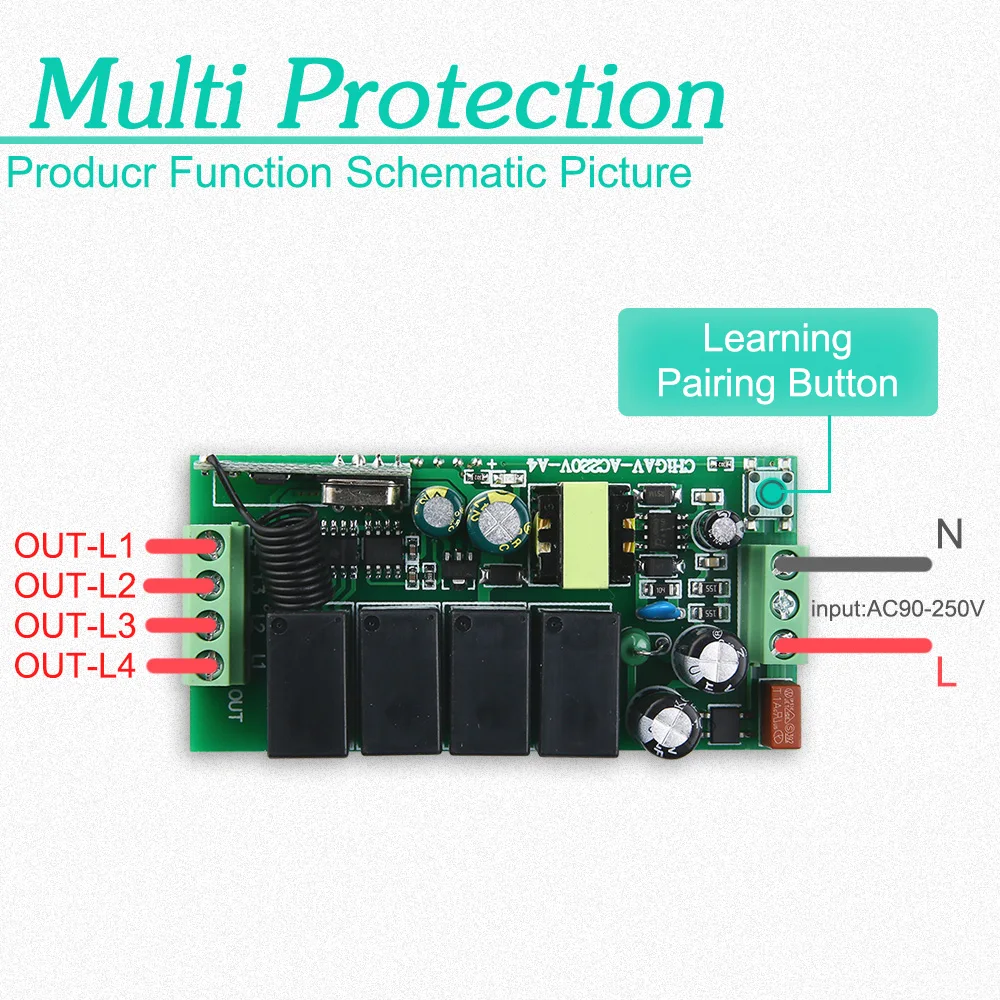 4CH AC85-250V беспроводной пульт дистанционного управления DIY релейный приемник модуль домашней автоматизации и 433 МГц РЧ пульт дистанционного управления Передатчик