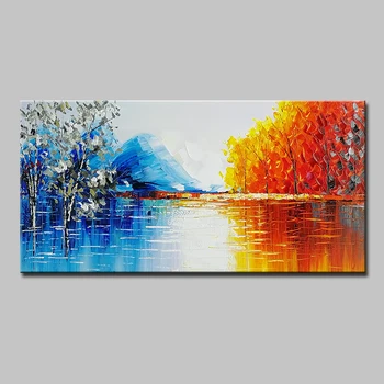 

Mintura Hand Made Modern Abstract Landscape Oil Paintings On Canvas Wall Art Pictures For Live Room Home Decor Painting Unframed