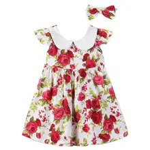 ФОТО CHAMSGEND Toddler Kids Girl Princess Dress Headband Ruffle Party Bowknot Flower Floral Dress Clothes Set Vestido Infantil H30