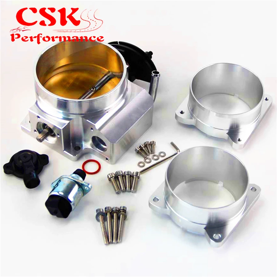 4" Throttle Body w/ TPS+ Mass Air Flow Maf Adapter Ends Fits For Chevy