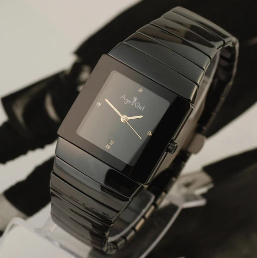 

Top Brand New Luxury Ceramic Square Watch for Women Mens Couple Clocks Black Quartz Wristwatches Montre Femme Ladies Watches