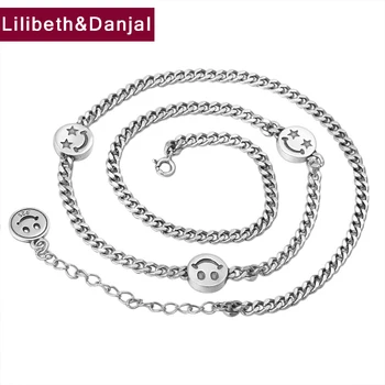 

2019 Creative 5mm Thick Smiley face Chain Necklace 100% 925 Sterling silver Men Women Mom Pendant Necklace Fashion Jewelry N59