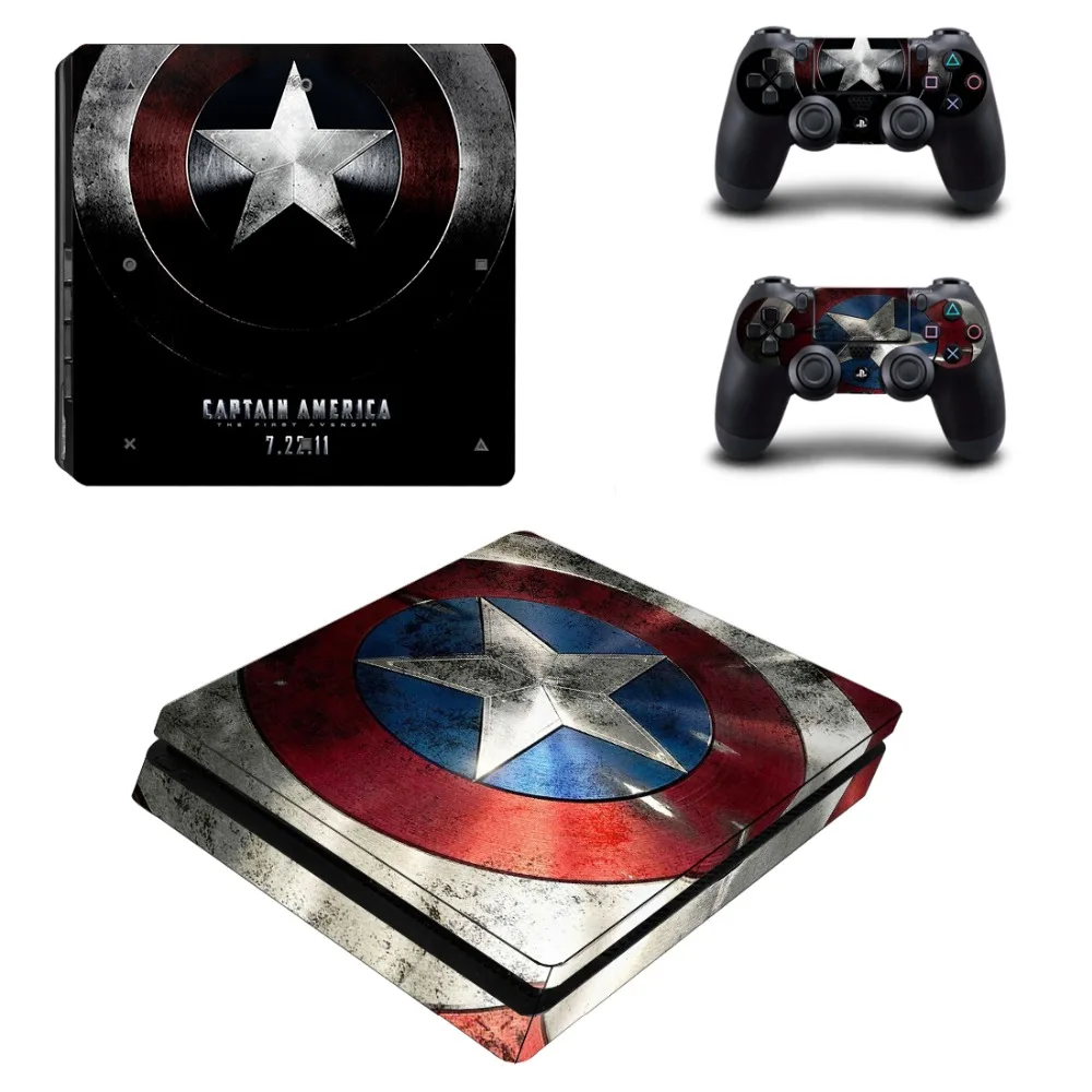 Наклейка Marvel Captain America PS4 Slim Skin Виниловая наклейка для консоли Playstation 4 и 2