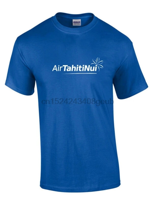 Белая футболка с логотипом Air Tahiti Nui полинезийская авиация Королевский синий цвет