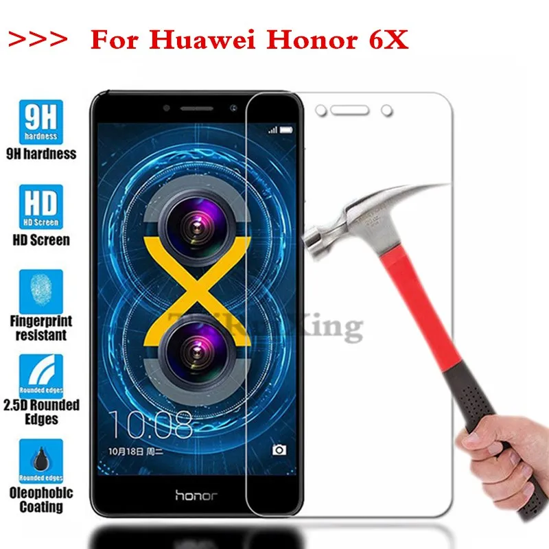 

(TaiRuiXing) Screen Protector Film 0.3mm 9H 25D Front Premium Tempered Glass For Huawei Honor 6X 5.5 Inch Cover