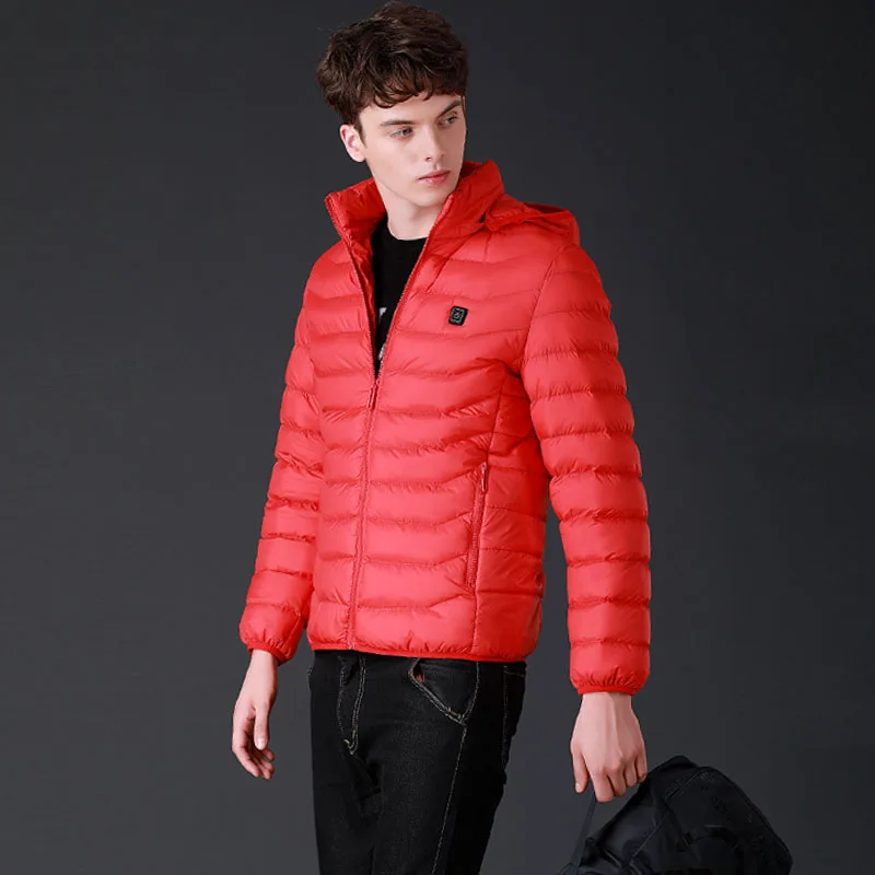 Mens Winter Heated USB Hooded Work Jacket Coats Adjustable Temperature Control Safety Clothing