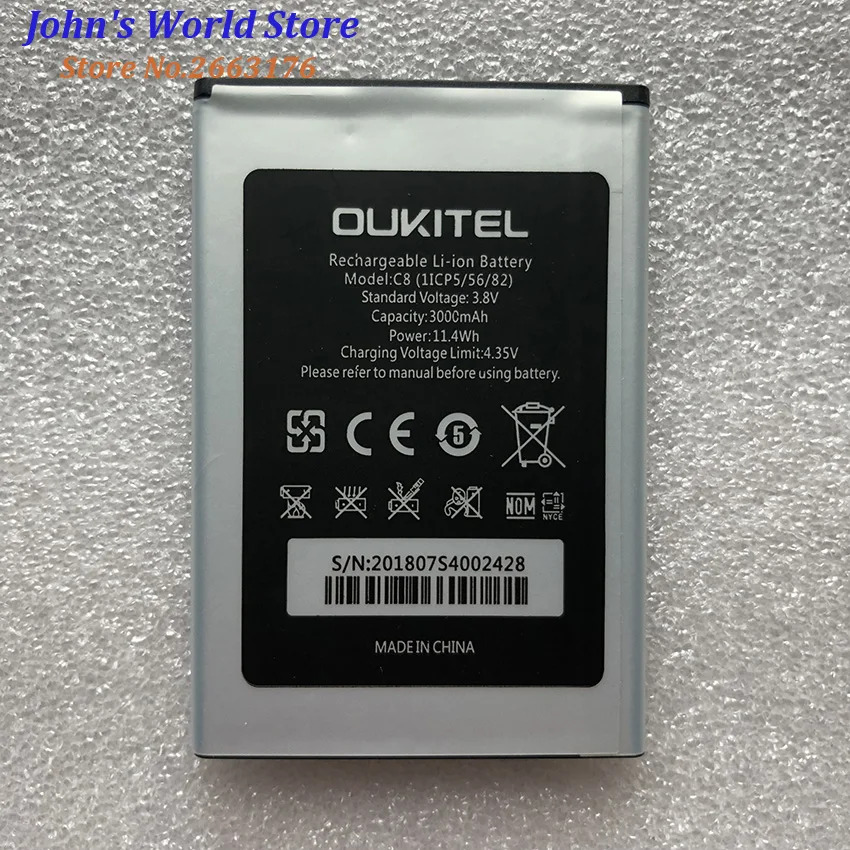 100% Новый аккумулятор для Oukitel C8 3000 мАч специальный запасной мобильный телефон |