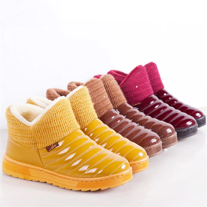 

2018 New candy color women Winter Boots waterproof snow boots fashion Fur warm ankle Boots antiskid flat boots plus size ALF246