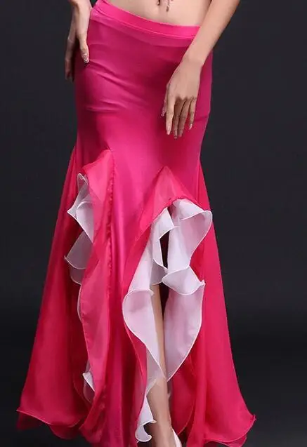 Fuchsia Одежда для танца живота 7 цветов Профессиональная длинная юбка рыбий хвост Женская юбка для танца живота дешево - Цвет: Fuchsia