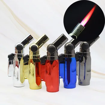 

10pcs Four Straight Red Fire And Windproof Lighter With Hanging Buckle Four Nozzle Pipe Cigar Inflatable Fire Machine Igniter