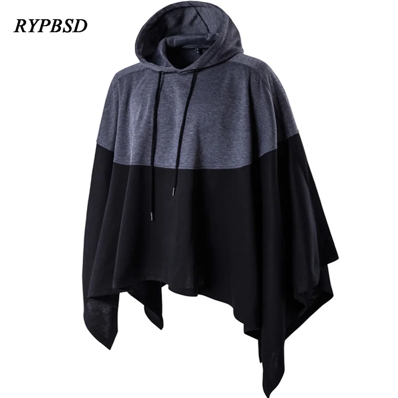 Men Hoodies Sweatshirt Patchwork Black Cool Hip Hop Hoodies Men Casual